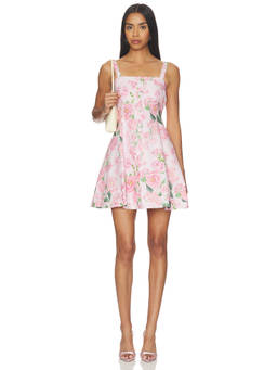 Generation Love - Floral Linen Women's Sleeveless Square Neck Mini Dress Pink