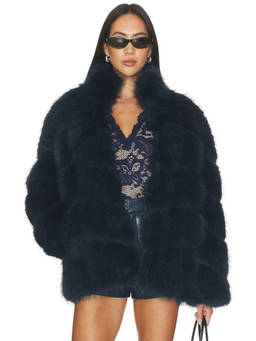 Generation Love - Louisa Women's Faux Fur Layered Panel Jacket Black