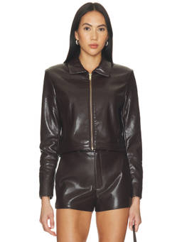 Generation Love - Lola Women's Zippered Faux Leather Jacket Brown