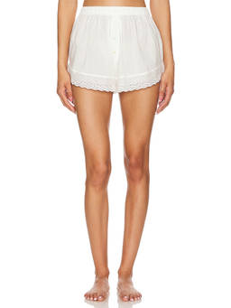 The Great - Eyelet Tap Women's Elastic Waist Cotton Shorts White