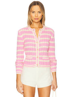 HEARTLOOM - Edolie Women's Button-Front Striped Knit Cardigan Pink