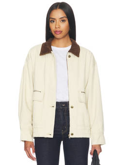 HEARTLOOM - Women's Cotton Twill Corduroy Collar Light Jacket Cream