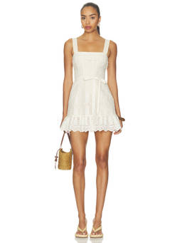 HEARTLOOM - Meredith Women's Cotton Eyelet Belted Romper White