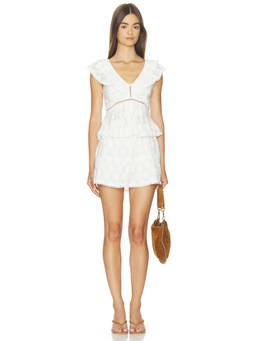 HEARTLOOM - Katy Women's Ruffled Eyelet Trim Mini Dress White