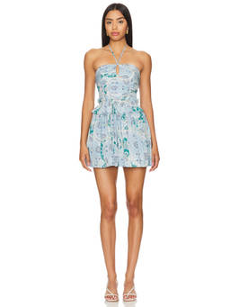 HEARTLOOM - Hanna Women's Halter Keyhole Romper Blue