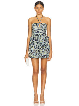 HEARTLOOM - Hanna Women's Halter Floral Print Romper Navy Blue