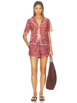 HEARTLOOM - Arleen Women's Printed Tie-Up Short Set Red