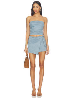 HEARTLOOM - x REVOLVE Women's Strapless Faux Wrap Skort Co-ord Set Blue