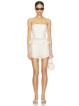 HEARTLOOM - Trish Women's Strapless Peplum Co-ord Set White