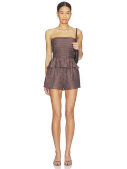 HEARTLOOM - Trish Women's Strapless Smocked Short Co-ord Set Brown