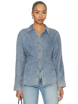 HEARTLOOM - Denim Women's Snap Button-Up Shirt Blue