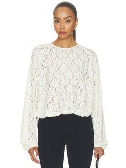 HERSKIND - Caterina Women's Semi-Sheer Lace Blouse White