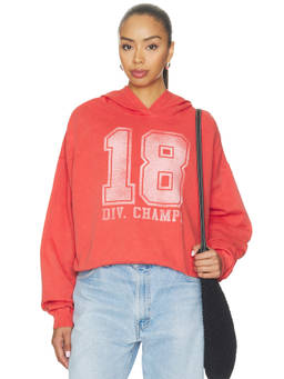 Junk Food - 18 Div Champs Women's Graphic Drop Shoulder Crop Hoodie Red