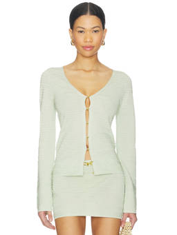 Kapri - Lila Women's Ribbed Knit Button-Up Cardigan Green