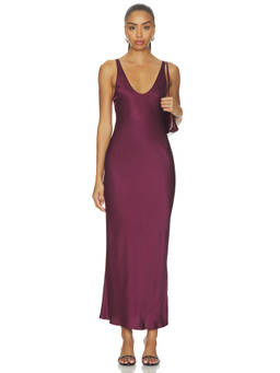 L'AGENCE - Akiya Women's Satin Sleeveless Scoop Neck Maxi Dress Wine