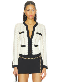 L'AGENCE - Zephyra Women's Pointelle Hook-Front Cardigan Off White