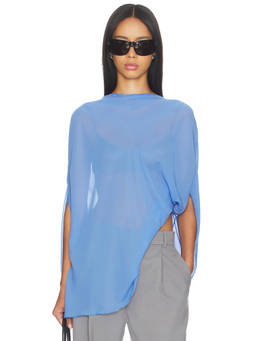LIONESS - Aura Women's Sheer Chiffon Poncho Blue