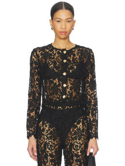 La Porte - Coco Lace Women's Sheer Button-Up Cardigan Black