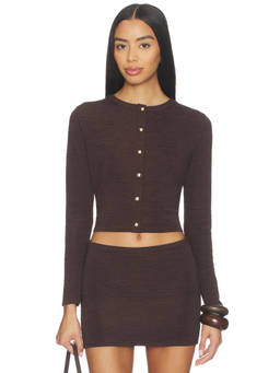La Porte - Lauren Swim Women's Button-Front Crop Cardigan Brown