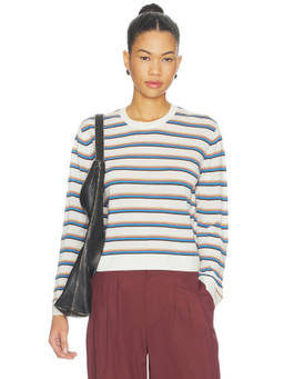LESET - Stripe Classic Crew Women's Merino Wool Crew Neck Sweater Multi-Color