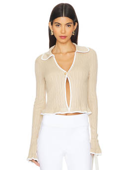 MAJORELLE - Palila Women's Ribbed Button-Up Cardigan Beige