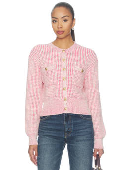 MAJORELLE - Estelle Women's Textured Button-Up Knit Cardigan Pink