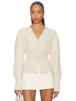 MAJORELLE - Alden Women's Button-Down Tapered Waist Cardigan Off White