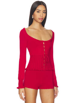 MAJORELLE - Kaiden Women's Button-Up Tie-Front Cardigan Red