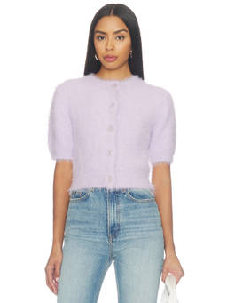 MAJORELLE - Jimella Women's Fuzzy Button-Up Knit Cardigan Lavender