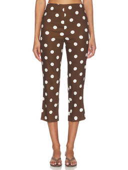 MAJORELLE - Cosette Women's High-Waist Stretch Linen Blend Capris Brown