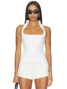 MAJORELLE - Women's Crepe Sleeveless Square Neck Tank Top White