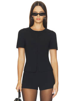 MAJORELLE - Crepe Women's Button Front Tailored Blouse Black