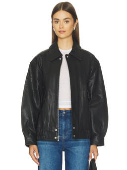 Madewell - Emery Women's Lamb Leather Zippered Jacket Black
