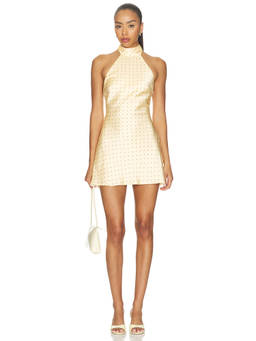 MORE TO COME - Stevie Women's Halter Neck Sleeveless Mini Dress Beige