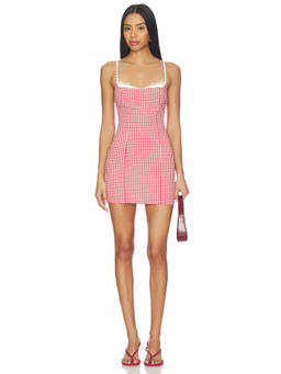 MORE TO COME - Marea Women's Gingham Sleeveless Bodycon Mini Dress Red