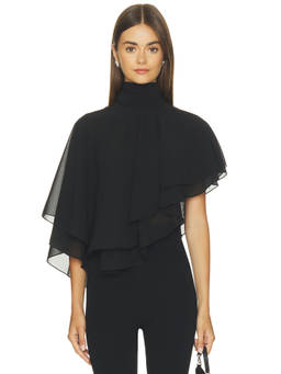 MORE TO COME - Miles Women's Chiffon Cape High Neck Top Black