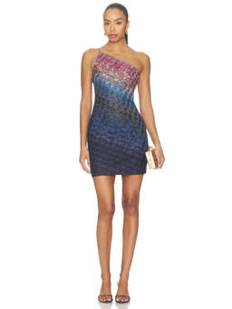 Missoni - Metallic Knit Women's One-Shoulder Bodycon Mini Dress Multi-Color