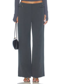 MADISON THE LABEL - Romi Women's Mid-Waist Wide-Leg Palazzo Pants Charcoal