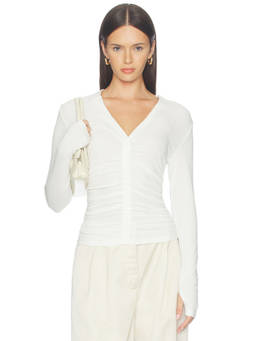 MADISON THE LABEL - Clementine Women's Ruched Thumbhole Jersey Top White
