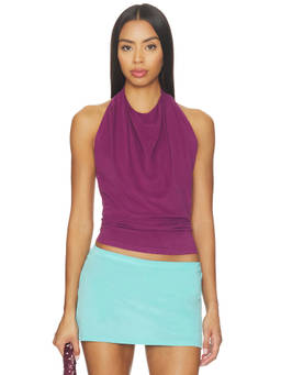 MADISON THE LABEL - Mindy Women's Sleeveless Halter Neck Jersey Top Purple