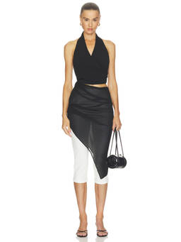 MADISON THE LABEL - Eliza Women's Halter Neck Draped Crop Top Black