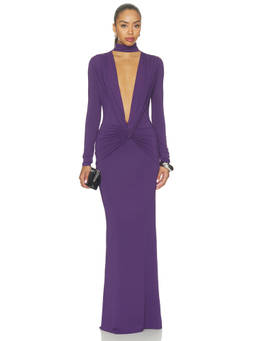 NBD - Hannah Lizzy Komolika Women's Plunging Cut-Out Gown Purple