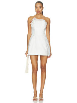 NBD - Brocade Women's Strapless Pintuck Corset Mini Dress White
