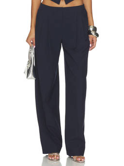 NBD - Women's Mid-Waist Pleated Wide Trousers Navy Blue