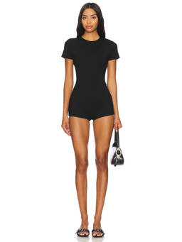 NBD - Delta Women's Short Sleeve Ponte Romper Black