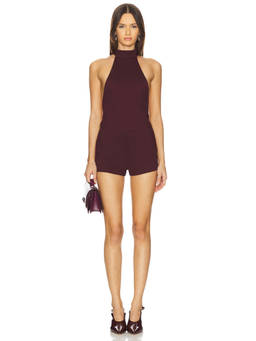 NBD - Jarrah Women's Halter Backless Ponte Romper Wine