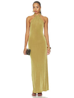 Nakedvice - Martine Women's Halter Neck Bodycon Maxi Dress Green