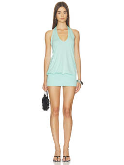 NIIHAI - Hailey Women's Halter Neck Jersey Bodycon Mini Dress Blue