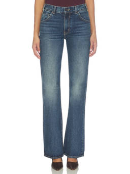 NILI LOTAN - Roxane Women's Mid-Waist Rigid Denim Flared Jeans Blue