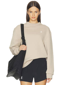 On - Focus Tech Women's Stretch Knit Crew Neck Sweatshirt Beige